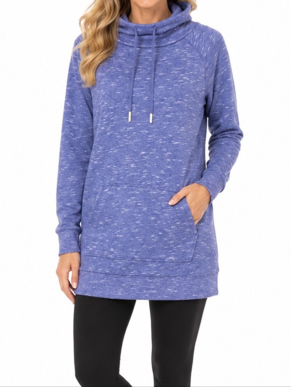 tek gear Heathered Purple Cowl-Neck Hoodie Tunic